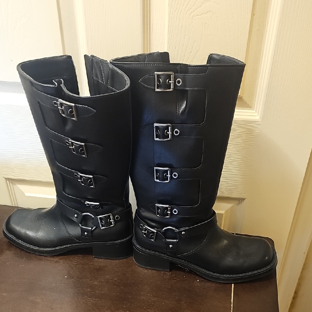 Wild Fable Black Buckle Knee-High Boots